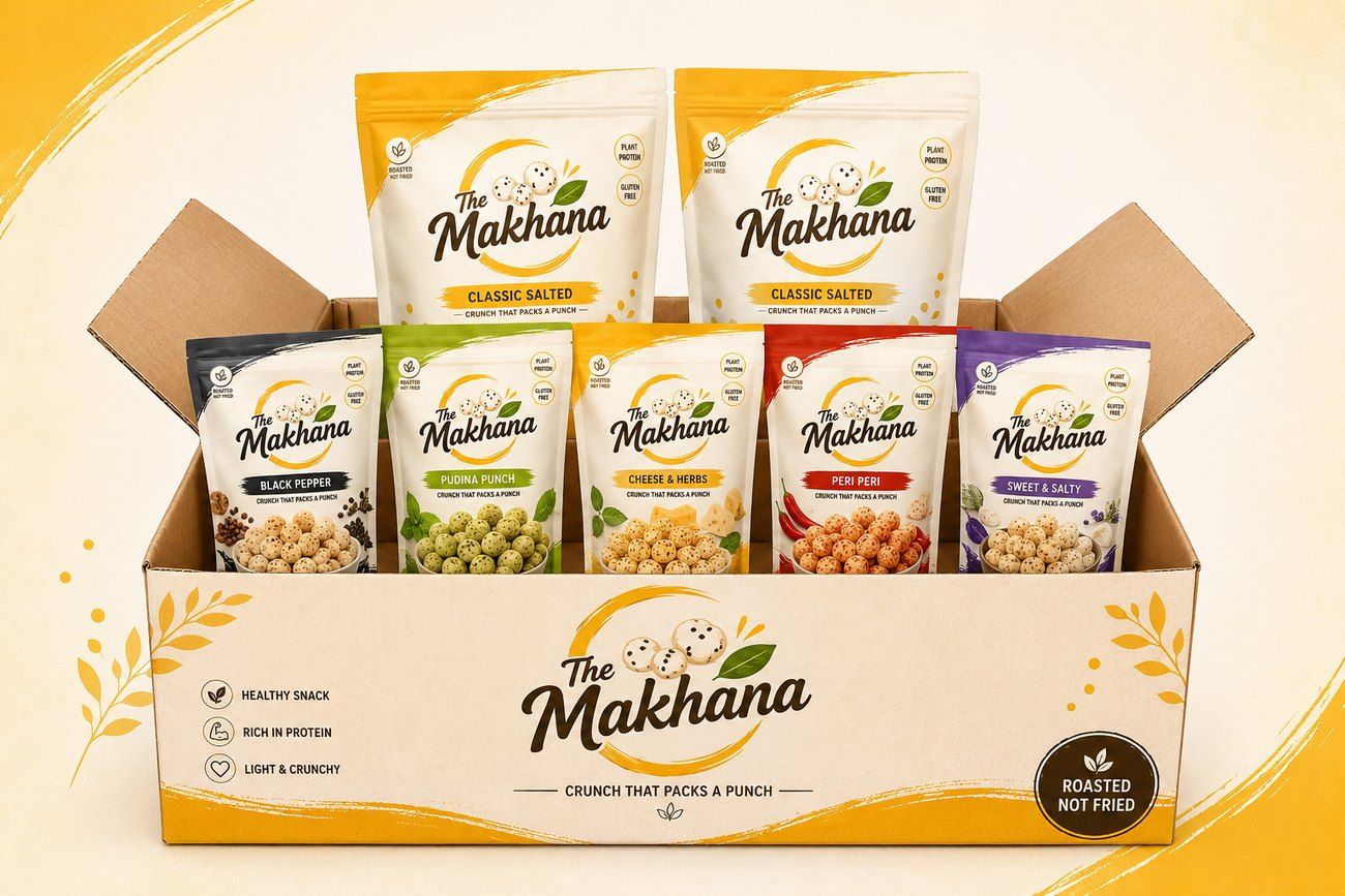 The Makhana combo gift box — 3 flavoured roasted makhana pouches, 240g